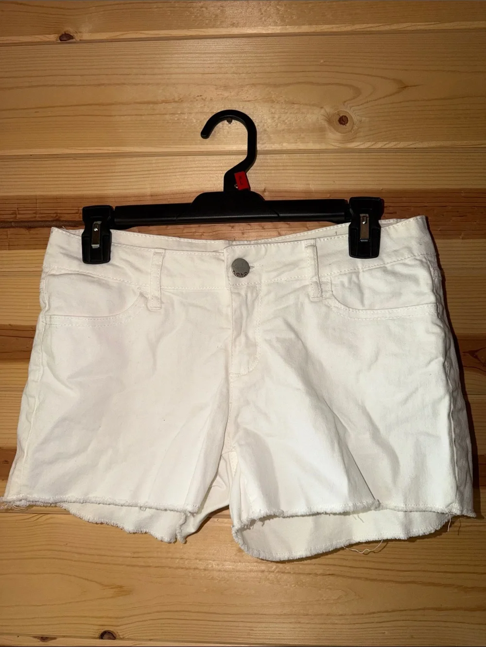 No Boundaries White Denim Short Shorts with Frayed Hem